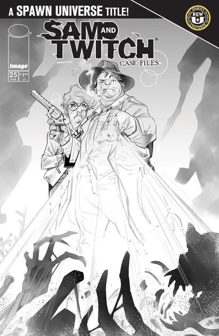 Preorder By 06/08 ~ SPAWN SAM AND TWITCH CASE FILES #25 CVR B IG GUARA B&W VAR