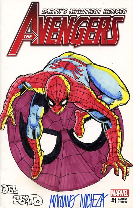 Preorder By 07/06 ~ DF MARVEL COMICS COMMISSIONED COVER ART SIGNED AND REMARKED BY MARIANO NICIEZA AND JOE DELBEATO WITH A SPIDER-MAN SKETCH