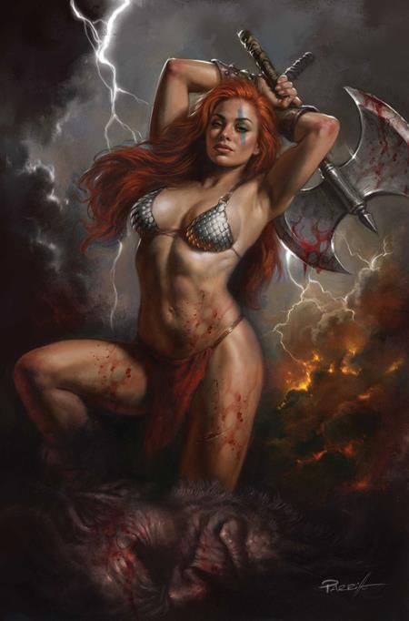 Preorder By 07/13 ~ RED SONJA SHE DEVIL WITH A SWORD #4 CVR F LUCIO PARRILLO METAL PREMIUM VAR