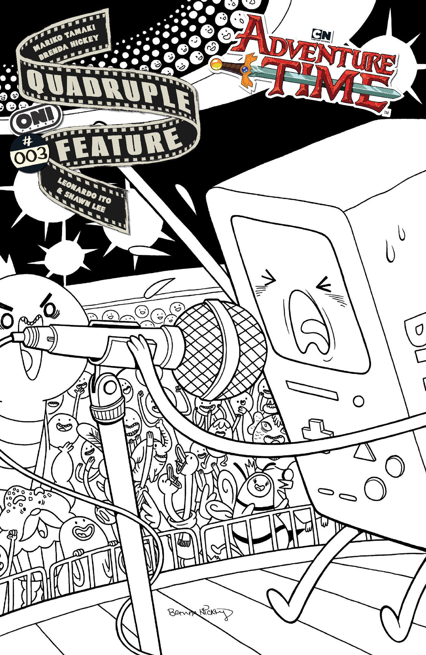 Adventure Time Quadruple Feature #3 Cover D INC 1:20 Brenda Hickey B&W Variant