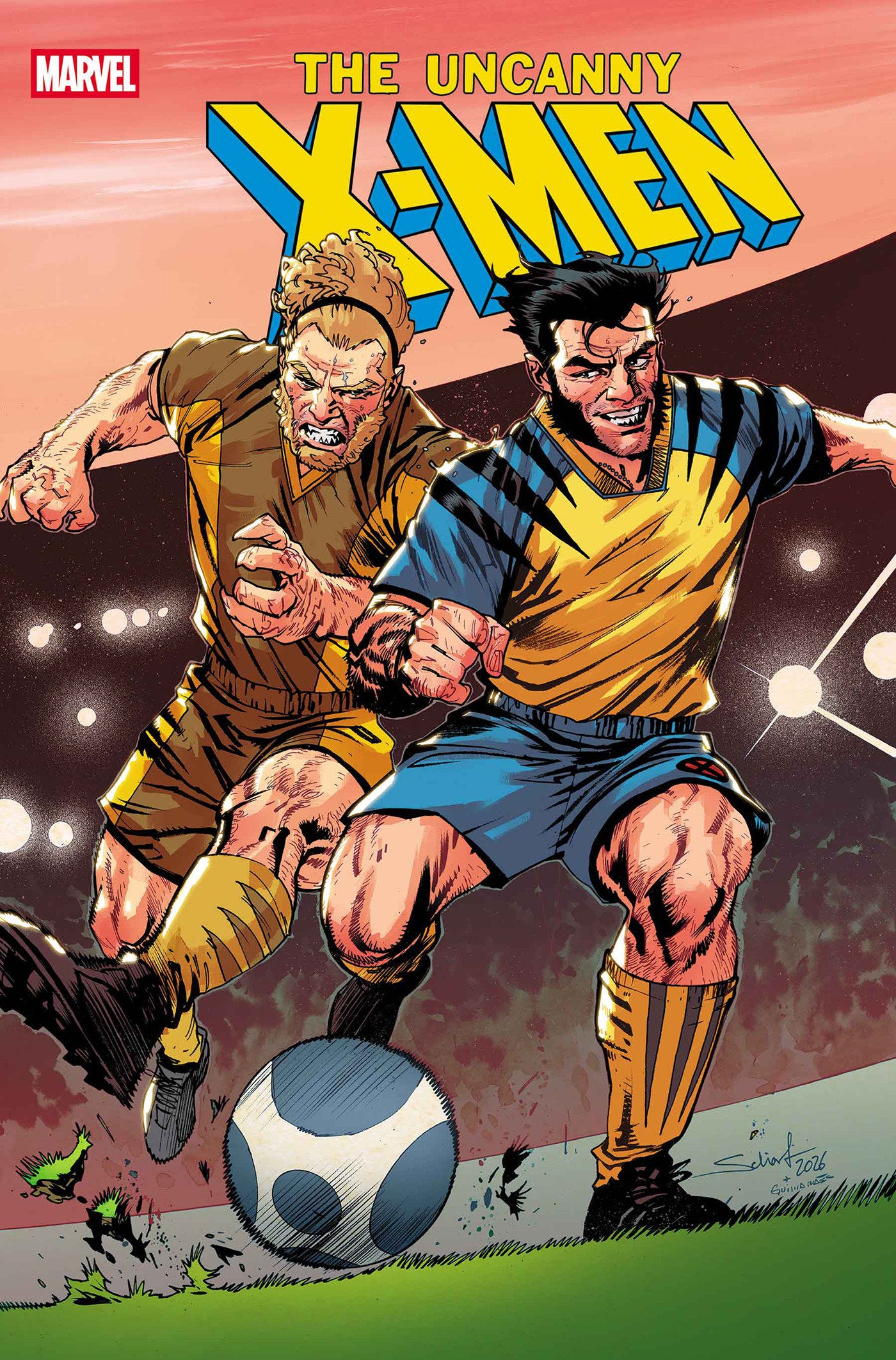 Preorder By 5/4/2026 ~ UNCANNY X-MEN #29 JONAS SCHARF MARVEL SOCCER VARIANT