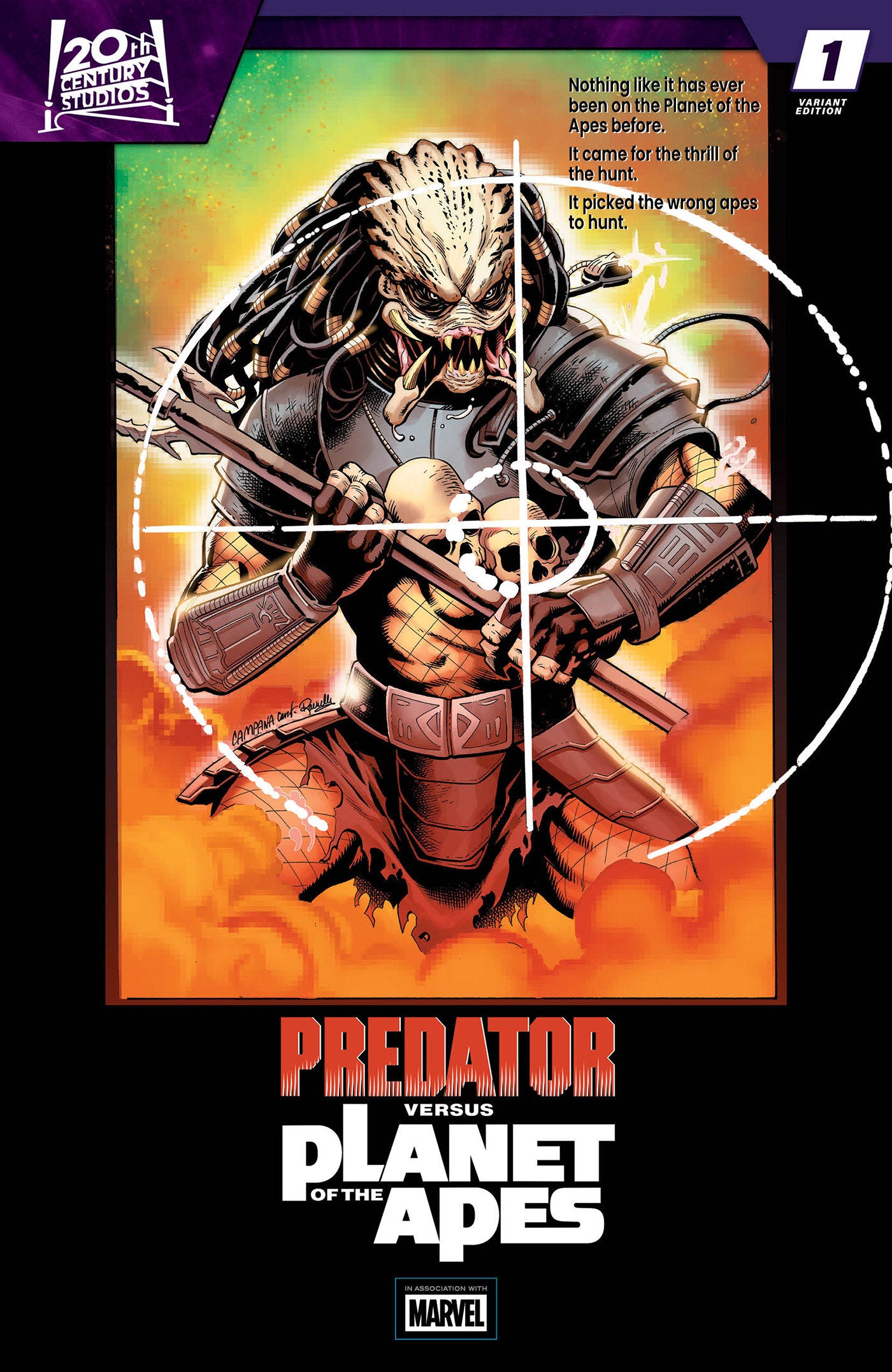 Preorder By 06/15 ~ PREDATOR VS. THE PLANET OF THE APES #1 CHRIS CAMPANA MOVIE POSTER HOMAGE VARIANT