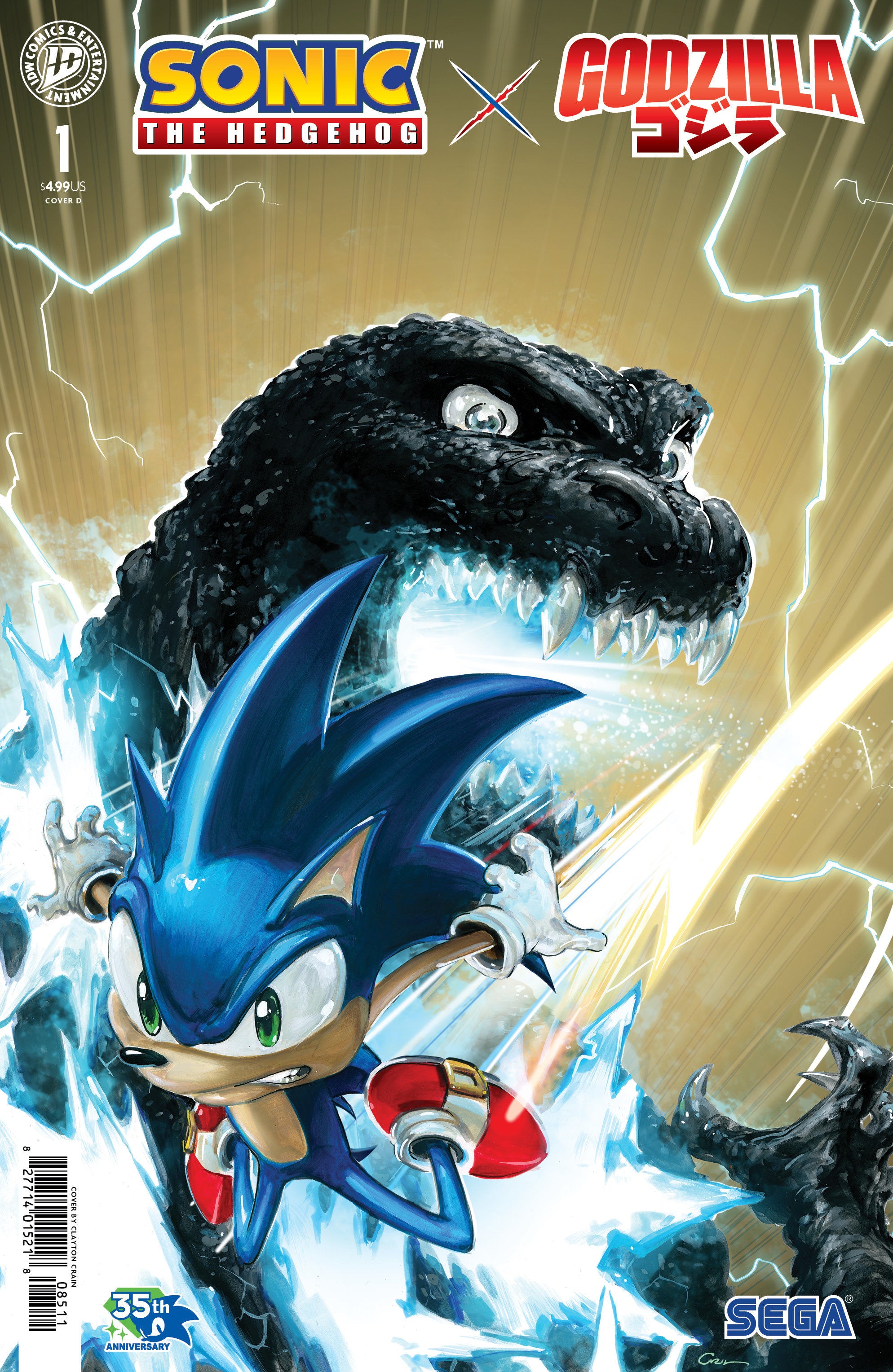 Preorder By 06/08 ~ Sonic the Hedgehog x Godzilla #1 Variant D (Crain)