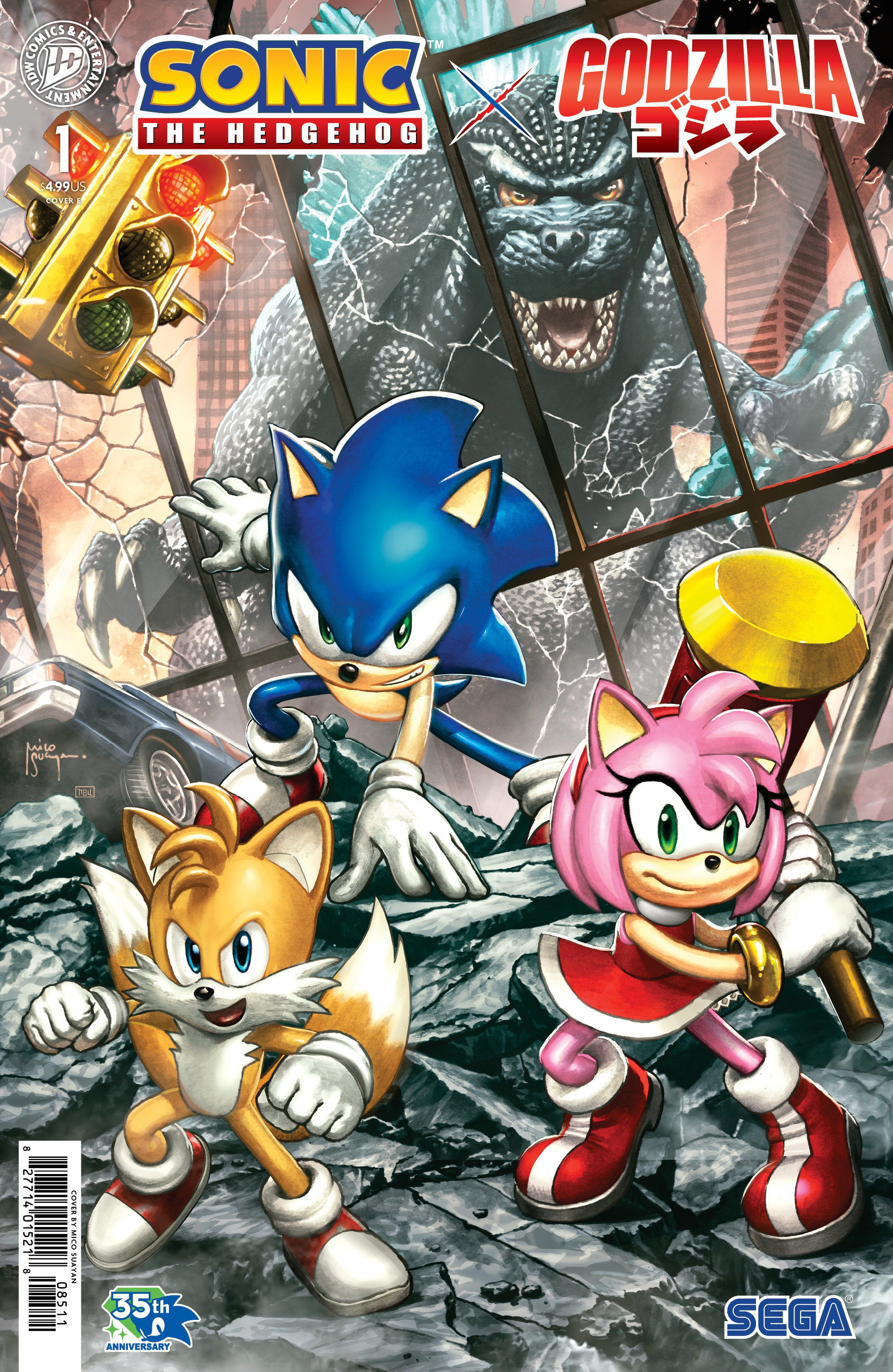 Preorder By 06/08 ~ Sonic the Hedgehog x Godzilla #1 Variant E (Suayan)