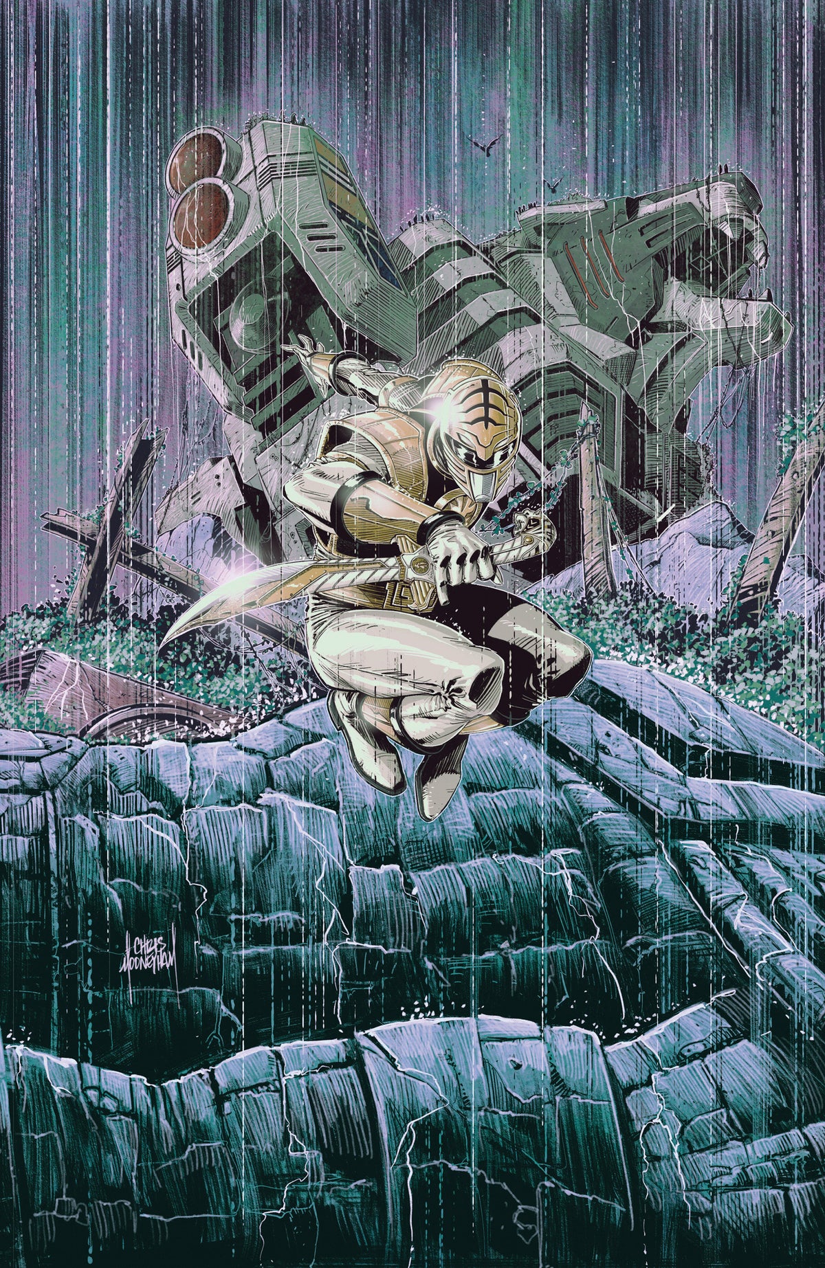 Power Rangers Green #4 C Tommy Oliver Card Stock Connecting Variant (Full Art, Mooneyham)