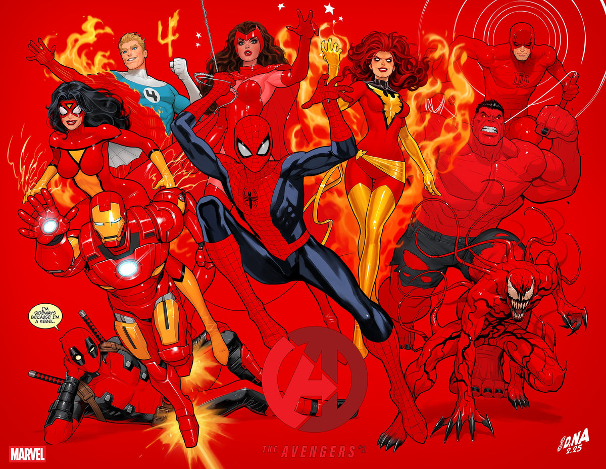 AVENGERS #1 DAVID NAKAYAMA COLOR BLOCK RED WRAPAROUND VARIANT