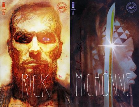 DF WALKING DEAD #175 & 176 BILL SIENKIEWICZ VARIANT SET ULTRA LIMITED BLOOD RED SIGNATURE SERIES SIGNED BY STEFANO GAUDIANO